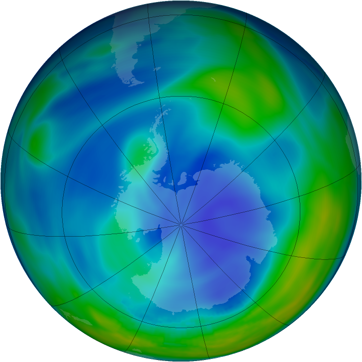 Antarctic ozone map for 22 July 1996